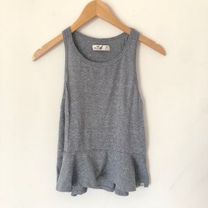 EUC Hollister Peplum Heather Grey Racerback Tank M